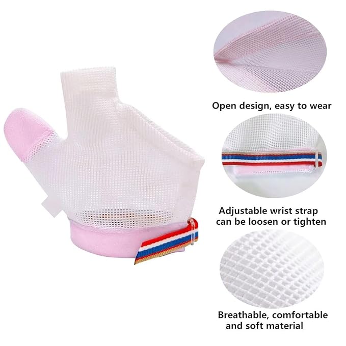 Thumb Sucking Guard for Kids with Finger Sucking Guard Gloves to Stop Thumb Sucking Deterrent Gloves for Ages 6 Months to 8 Years (Pink, L)