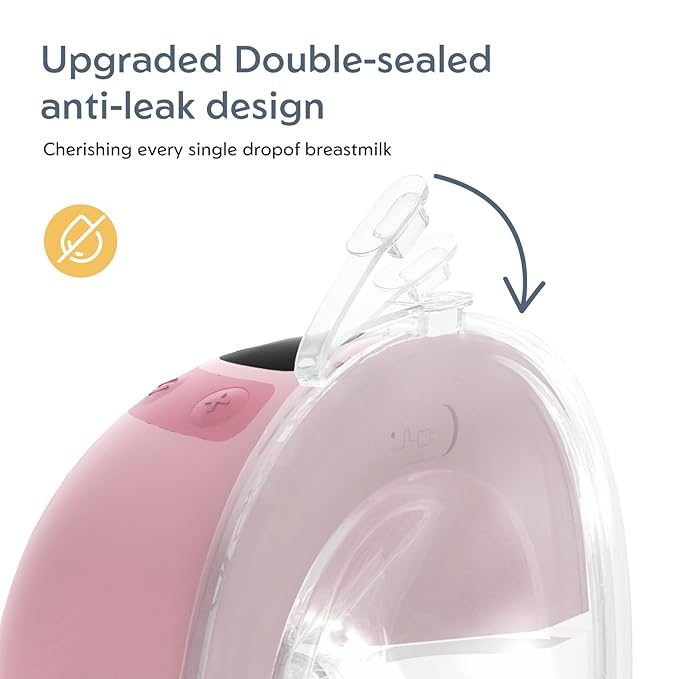 MomMed S33 Wearable Breast Pump, Ultra-Quiet in-Bra Pump for Work & Night, One-Tap Pause, Night Light, Leakproof, 4 Modes 9 Levels, 17/19/21mm Inserts (Pink, 2 Pack)