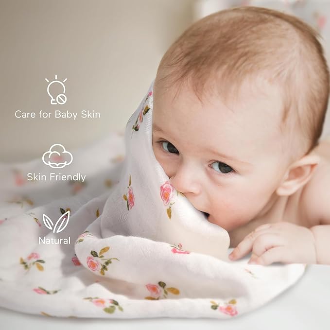 Momcozy Muslin Swaddle Blankets, Soft Silky Baby Blankets 47 x 47 inches, Breathable Swaddle Blankets, Newborn Receiving Blanket for Boys and Girls, 4 Pack