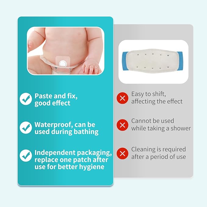 Baby Belly Navel Patches(5 Pieces),Belly Button Shaper with Waterproof Cotton Pads,Infant Essentials Must Haves,Baby Belly Button wrap 8×8cm