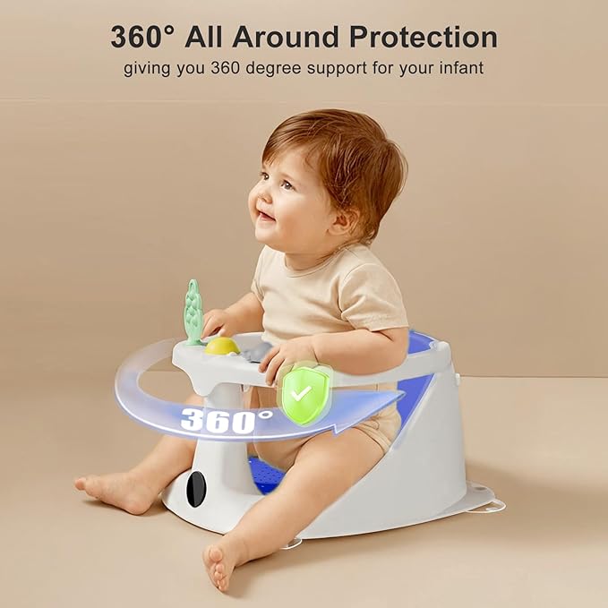 Baby Bath Seat for Babies 6 Months & Up - Bathtub Seats for Babies Sitting Up with Rinse Cup, Non-Slip, Comfortable, Infant Bath Essentials, Blue