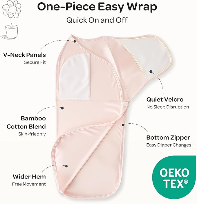 Momcozy Swaddles for Newborns, Quiet Fastener Suitable for Infant 0-3 Months, New-Parent-Friendly Swaddle Sack, Reduce Startle Reflex, Newborn Boys Girls Registry Essentials, 2-Pack, Bloom