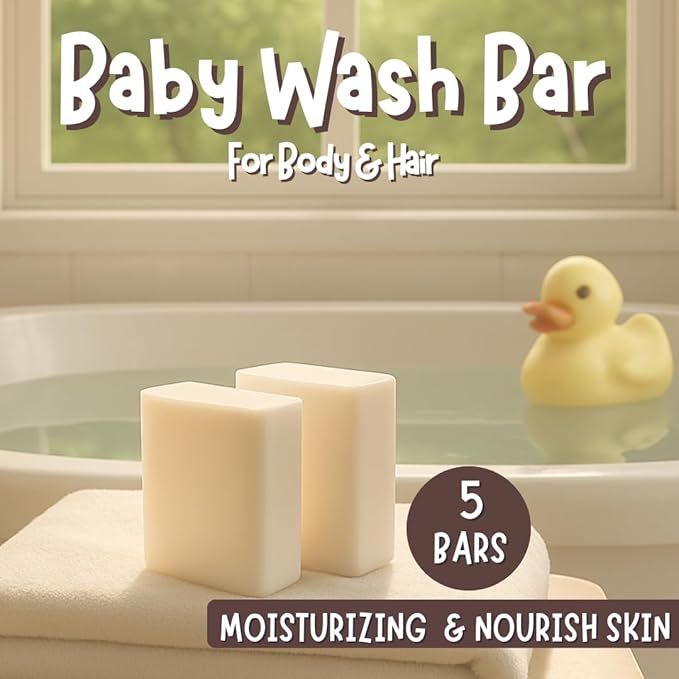 Fragrance Free Baby Bar Soap for Sensitive Skin | Unscented Natural soap bar for toddlers kids adults with gentle skin | Organic ING | Made in USA | 5 Bars