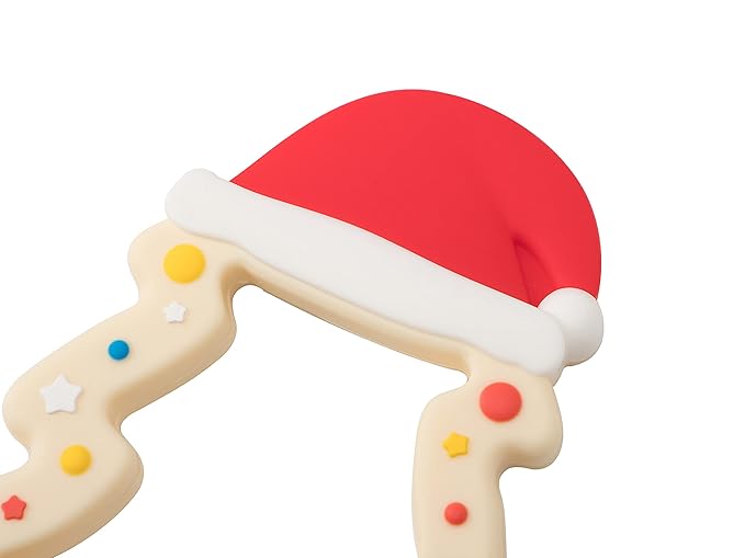 Jimibaby Christmas Teether - Teething Toy for Baby Boys & Girls, Ideal Stocking Stuffer, Comes with Gift Package (Christmas Hat)