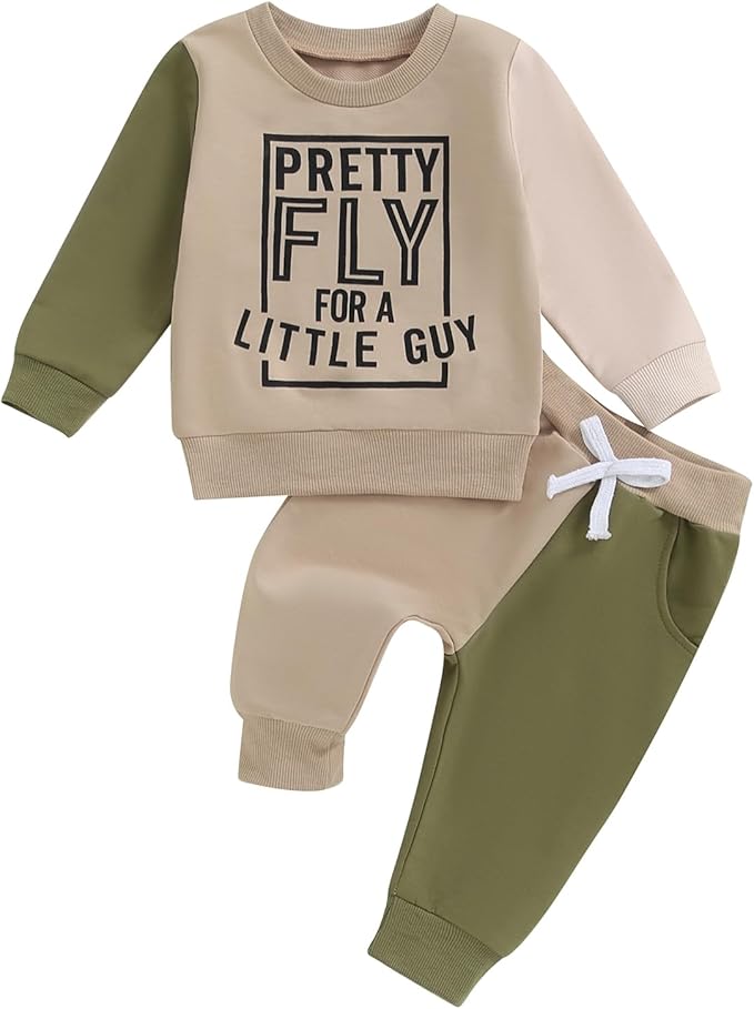 Infant Baby Boy Fall Clothes Set Funny Letter Sweatshirt Pant Outfit Toddler Winter Clothes 6 12 18 Months 2T 3T
