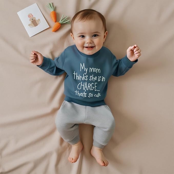 wdehow Toddler Baby Boy 2Pcs Outfits Letters Print Pullover Tops + Drawstring Pants Set Fall Winter Clothes