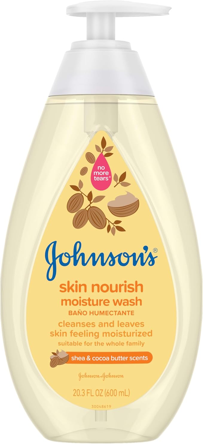 Johnson's Baby Skin Nourishing Moisture Baby Body Wash with Shea & Cocoa Butter, Hypoallergenic & Tear Free Baby Bath Wash, Paraben-, Dye-, Sulfate & Phthalate-Free, 20.3 fl. oz