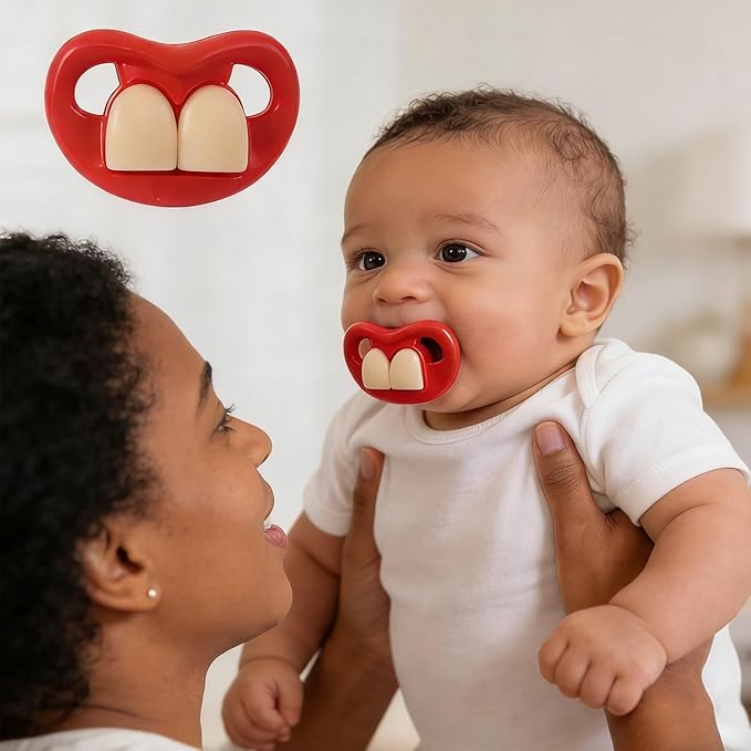 YAPROMO Funny Pacifiers for Babies,Mustache Pacifier 0-6-18 Months,Halloween Pacifiers for Toddlers, Funny Teeth Pacifier for Boys and Girls