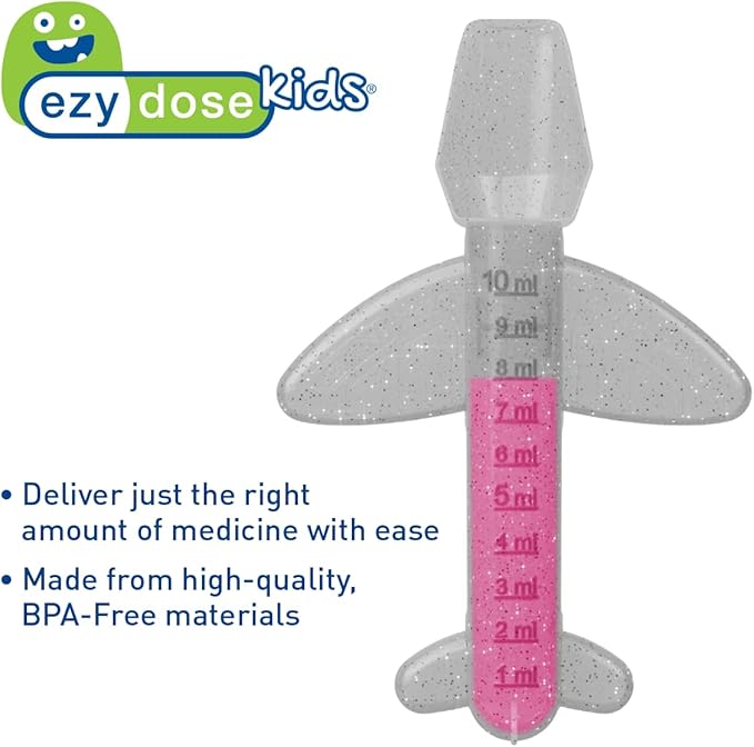 EZY DOSE Kids Medi-Plane Spoon, 10mL, Precise and Accurate Medicine Dosing Spoon for Liquid Medications, BPA-Free, Pediatric Measuring Tool, Travel-Friendly, Ideal for Syrups, Vitamins, Supplements