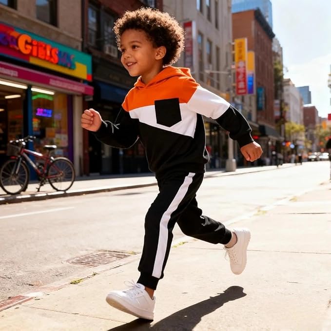 2-6T Toddler Baby Boy Clothes Color Blocking Hoodies + Pants Fall Winter Outfits