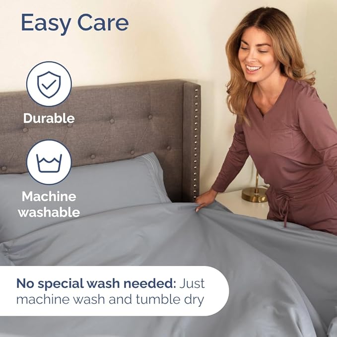 Full XL Size 4 Piece Sheet Set - Comfy Breathable & Cooling Bed Sheets Set - Hotel Luxury Bedding for Women, Men, Kids, Teens, Boys & Girls - Deep Pockets, Soft, Wrinkle Free - Oeko-Tex - Steel Blue