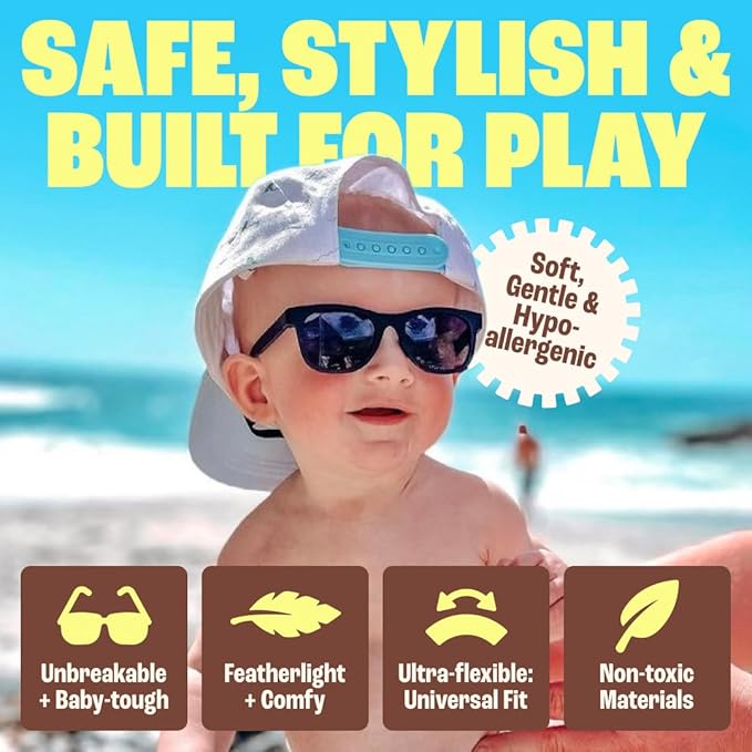 Polarized Baby Sunglasses With Strap - Unbreakable Flexible Infant Sunglasses For Toddlers Newborns 0-24 Months