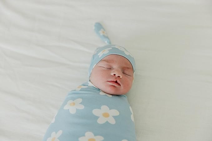 Copper Pearl Baby Beanie Hat Top Knot Stretchy Soft Della