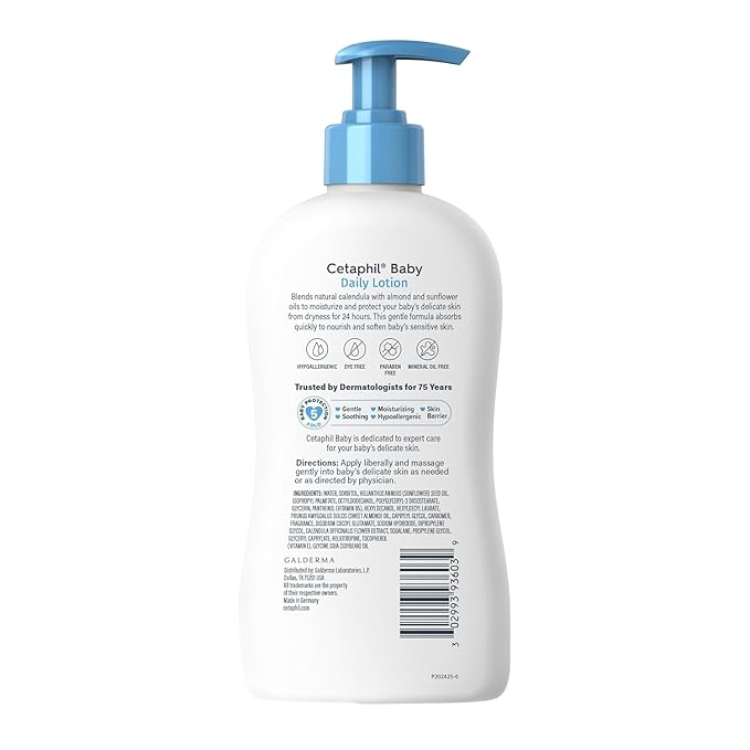 Baby Daily Lotion with Organic Calendula |Vitamin E | Sweet Almond & Sunflower Oils |13.5 Fl. Oz (Pack of 2)