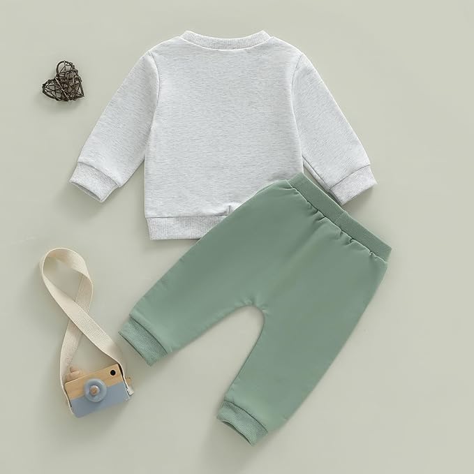 WZTYYDS Toddler Baby Boy Fall Clothes Letter Truck Long Sleeve Pullover Sweatshirt Tops Joggers Pants Set Winter Outfits