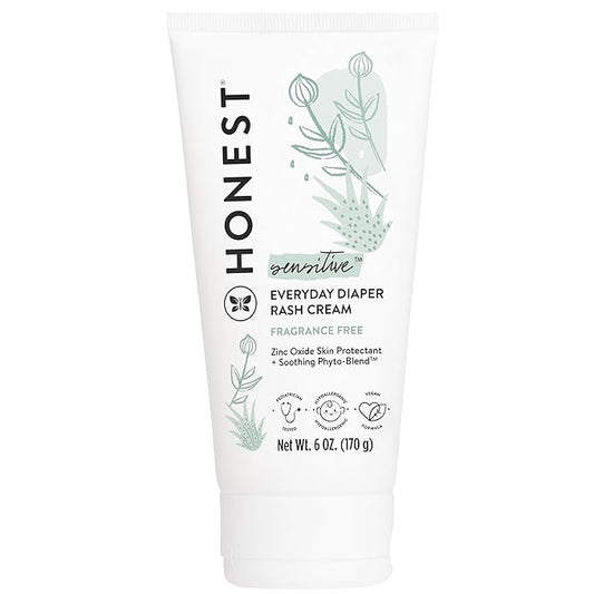The Honest Company Hypoallergenic Diaper Rash Cream, Moisturizing, Calming, Zinc Oxide Ointment, NEA Recognized, Cruelty-Free, Value Size, 6 oz