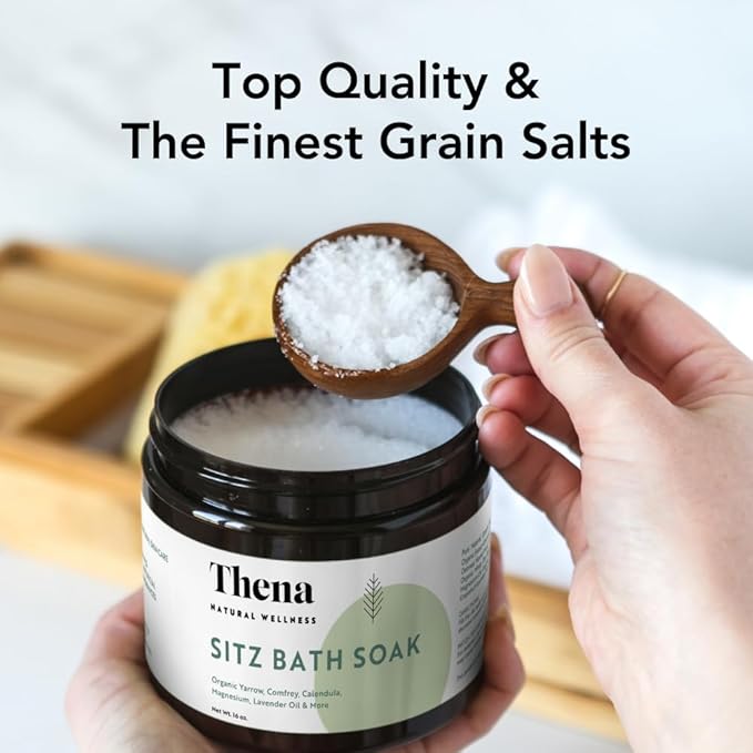 Thena Organic Sitz Bath Soak 2 Pack | Postpartum Essentials 100% Natural & Gentle with Pure Epsom and Dead Sea Salts Witch Hazel Lavender Essential Oil