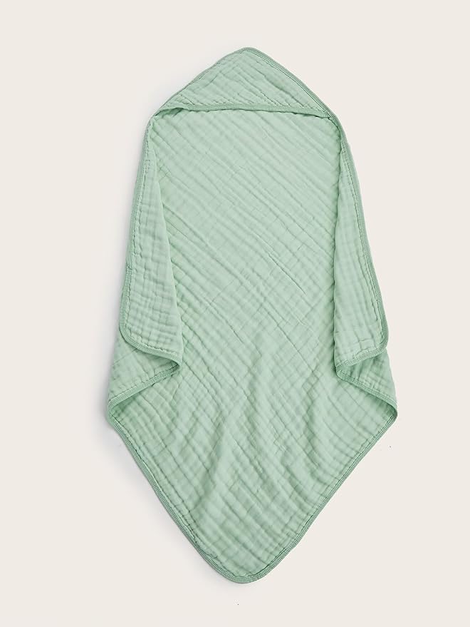 Muslin Hooded Baby Towels 6 Pack - 32x32 Inches, Premium 6-Layer 100% Cotton Extra Soft Absorbent Bath Towels for Infant, Newborn Gift Set (6 Pure Colors)