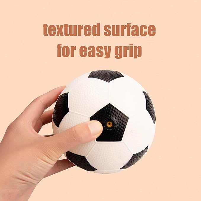 Soft Balls for Toddlers 1-3 3-5, Easy to Grip Toddler Toys 4 Pack 5" Small Balls & Pump - Mini Football Soccer Basketball Dodgeball - First Birthday Gift Easter Basket Stuffers for Babies Boys Girls