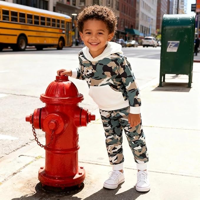 2-6T Toddler Baby Boy Clothes Color Blocking Hoodies + Pants Fall Winter Outfits
