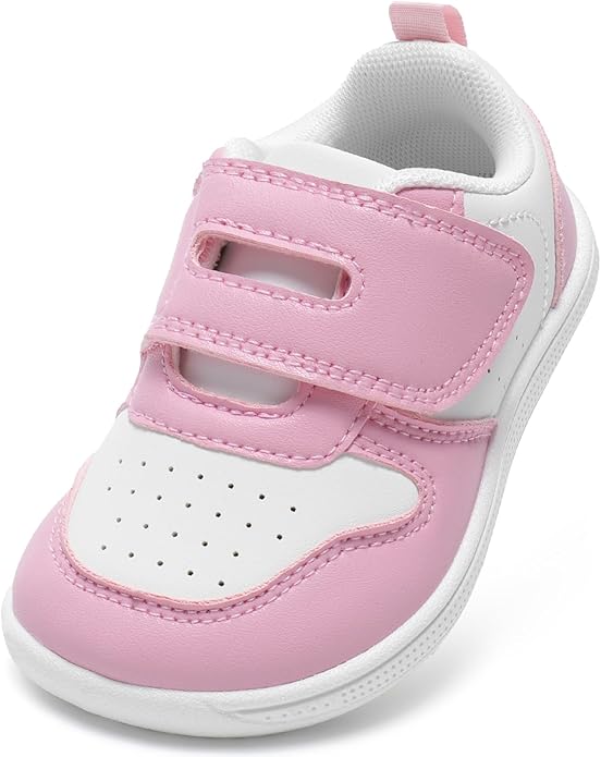 Toddler Wide Toe Box Barefoot Shoes Boys Girls Sneakers Zero Drop Kid Tennis Running Shoes Lightweight Non-Slip Comfortable Leather First Walking Shoe Outdoor Activities School
