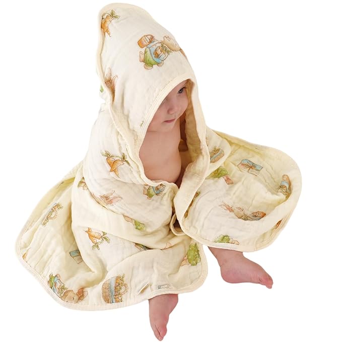 Ultra-Soft Muslin Baby Towel - 32 x 32 Inches, Ideal for Bath & Beach, Suitable for Both Boys & Girls from Newborns to Toddlers