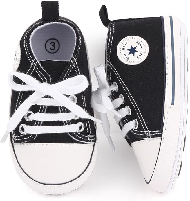Unisex Baby Girls Boys Canvas High-top Shoes, Newborn Infant Anti-Slip Soft Sole Frist Walking Breathable Sneakers