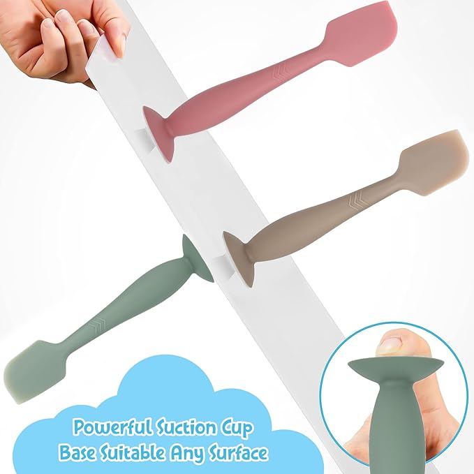 Baby Diaper Cream Spatula, Seeway 3 pack Baby Butt Paste Spatula, Diaper Cream Applicator, Silicone Butt Spatula for Newborn Babies (dark pink, green, brown)