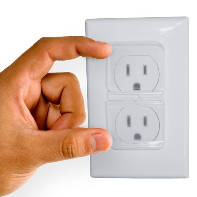 Clear Double Outlet Covers Baby Proofing (10 Pack, 20 Sockets) | Baby Proof Plug Covers for Electrical Outlets | Safe & Secure Baby Safety Products | Childproof Socket Covers Protect Toddlers & Babies