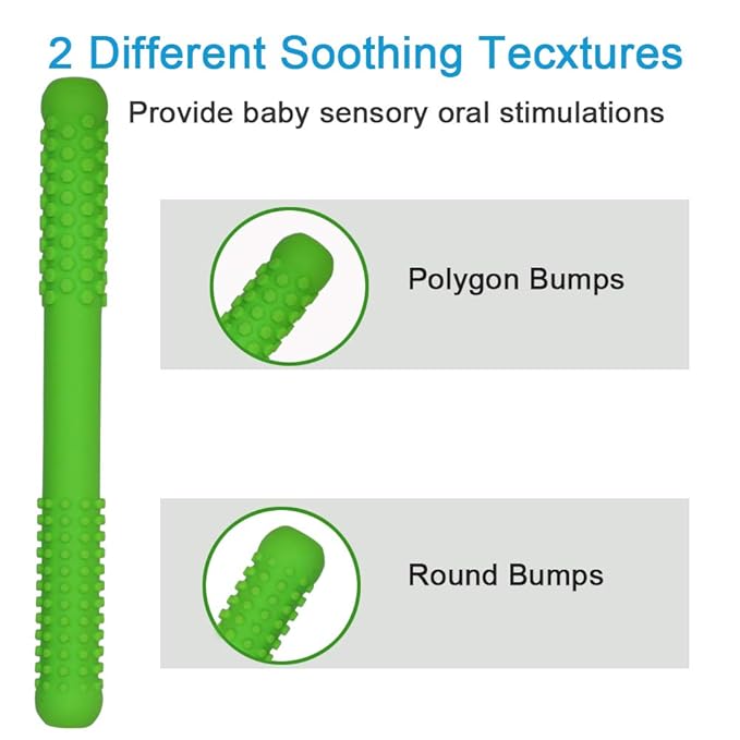 Hollow Teething Tubes Toys for Babies Girls Boys, 6 Pack Silicone Baby Teether Toy Tube for Infants with Nursing Biting Chewing, Chew Straws for Toddlers 6-12 Months (Style A)