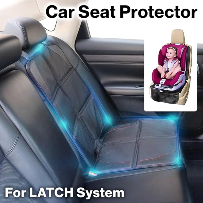 Japard Car Seat Protector for Baby Child Car Seats, Anti Skid Pad Cover Mat for Under Carseat to Protect Automotive Vehicle PVC Leather Oxford Cloth Upholstery (1 PCS)