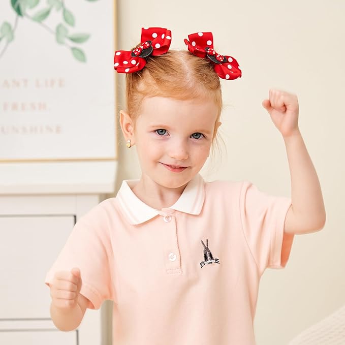 Baby Hair Accessory Set: 6 Piece Mouse Ear Bows and Clips for Girls, Women - Birthday, Party, or Everyday Wear