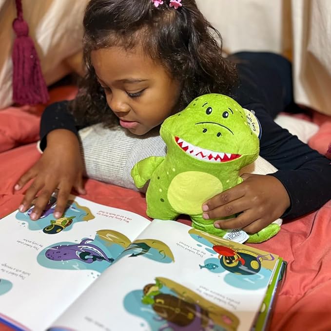 Rebel Dinosaur Tooth Fairy Pillow and Book Bundle | 8" Plush with Pocket for Lost Teeth & Hardcover Storybook w/Tracker, Q&A for Boys Girls Children of All Ages