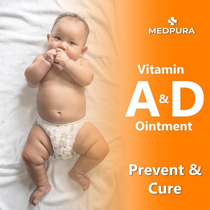 Vitamin A and D Diaper Rash Ointment Prevents & Treats Diaper Rash Moisturizing Skin Protectant with Vitamins A & D Healing Ointment for Dry, Chafed, Cracked Skin 4 oz MedPura