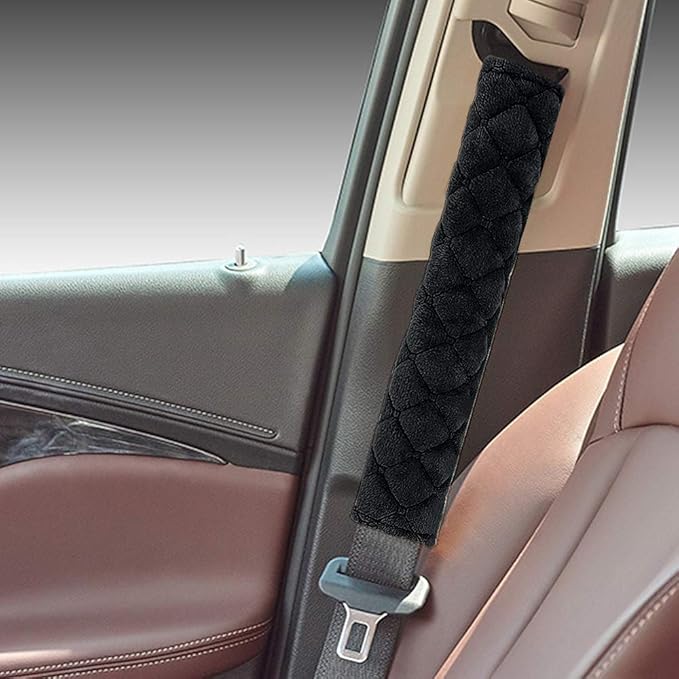 surpassme Car Seat Belt Pads Cover, 2 Pack Seat Belt Shoulder Strap Covers Protector to Release Stress to Your Neck and Shoulder for a Safety Driving (Black)