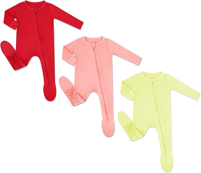 HAPIU Rayon from Bamboo Baby Footed Pajamas, 2 Way Premium Zipper, Footie for Baby Boy Girls, Newborn-24 Months