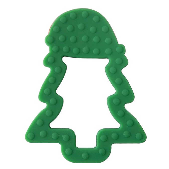 Jimibaby Silicone Teether - Christmas Teething Toy for Baby Boys & Girls, Perfect Stocking Stuffer, Comes with Gift Package (Christmas Hat) (Green)