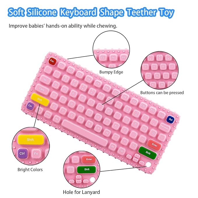 Baby Keyboard Teething Toys for Babies 0-3, 0-6, 6-12 Months | Soft Silicone Keyboard Teethers | Baby Fidget Toys 0-6 Months | Infant Teether Pacifier for Breastfeeding Baby Boy Girl