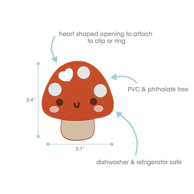Pearhead Mushroom Silicone Baby Teether, Teething Toy for Babies 0+ Months, BPA Free Teether, Safe and Gentle Teething Relief
