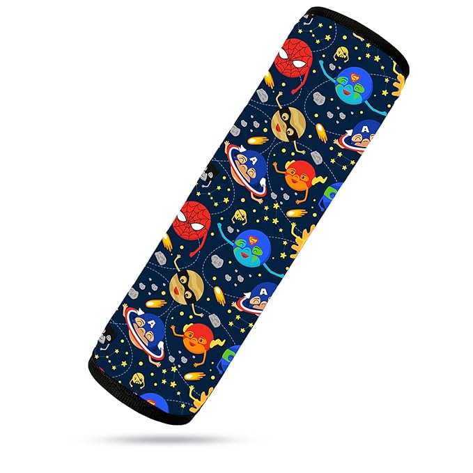 Seat Belt Cover for Kids, Seat Belt Pad for Boys Girls, Car Seat Straps Shoulder Pads for Kids, Kid's Seat Belt Cushion, Shoulder Strap Pad, 1 Piece （Hero Planet）