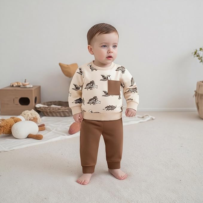 Infant Baby Boy Fall Clothes Set Funny Letter Sweatshirt Pant Outfit Toddler Winter Clothes 6 12 18 Months 2T 3T