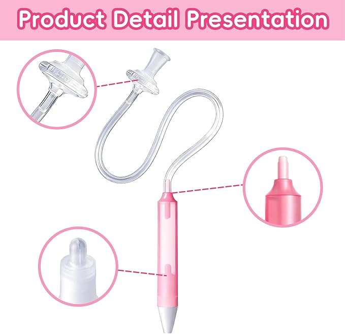 Baby Nasal Aspirator with 25 Hygiene Filters, Soft Silicone Tips Nose Cleaning Tweezer for Infants and Toddlers,Pink