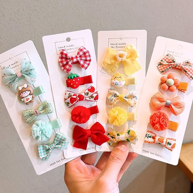 FZBNSRKO Hair Clip, 25pcs Cute Rainbow Baby Girl Hair Clips, Children Hair Clips for Infants Toddlers Kids, Polyester Printed Fabric, Snap Closure, Set of 5 Random Styles