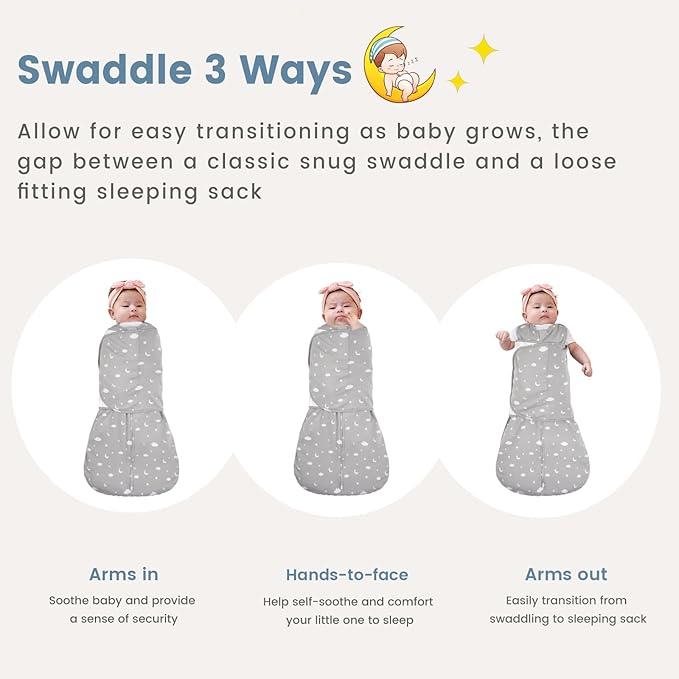 ZIGJOY Baby Swaddle Sleep Sack, 1.0 TOG Sleep Sack Swaddles for Newborns & infant 0-6 Months 100% Cotton Baby Wearable Blanket for Newborn Registry Essentials