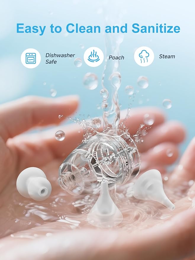 Nasal Aspirator Replacement Parts Compatible with GROWNSY/ X-Bosak / HEYVALUE Nose Sucker for Baby & Toddlers, Suction Chamber and 3pcs Silicone Tips Replacement Kit