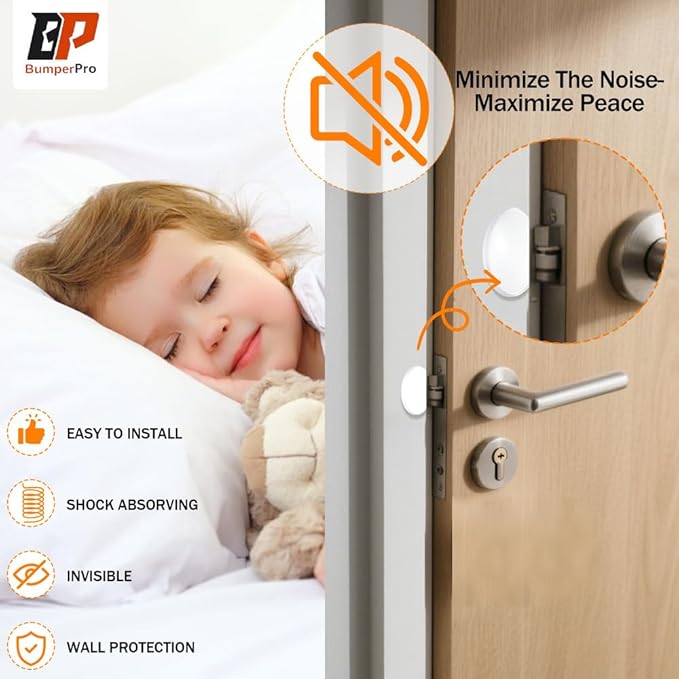 6-Pack Door Stoppers Wall Protector, 2" Self Adhesive Door Bumpers for Wall, Clear Rubber Door Knob Wall Protector, Door Stop Wall, Silicone Door Handle Stoppers for Home & Office