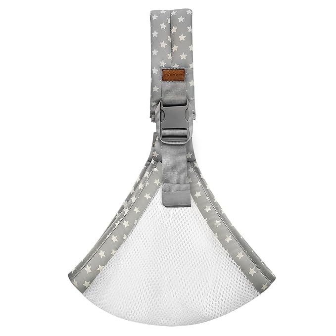 Marrlly Baby Sling Carrier Newborn to Toddler Adjustable One-Shoulder Design with Hip Seat Support, Labor-Saving Baby Wraps Carrier 10-30 lbs(Mesh,Star)