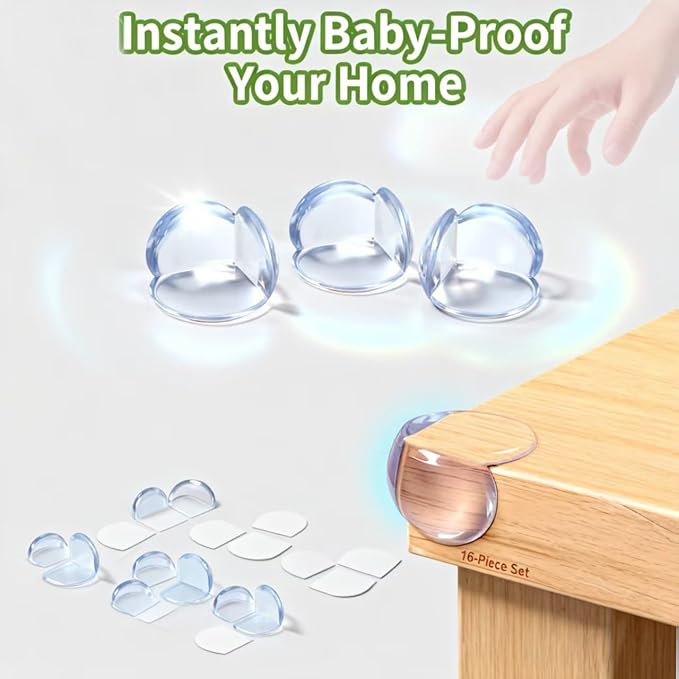 Extra Large & Ultra-Safe Corner Protectors - Biggest Baby Proofing Edge Guards for Maximum Coverage, Super Strong Adhesive, Transparent Table Bumpers, Easy to Install, 16-Piece Child Safety Set