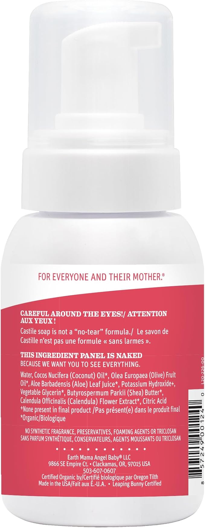 Earth Mama Sweet Orange Baby Liquid Wash Foaming Hand Soap, Organic All Purpose Body Wash for Sensitive Skin, Castile Soap with Coconut Oil, Shea Butter, Calendula, & Aloe, 5.3 fl oz