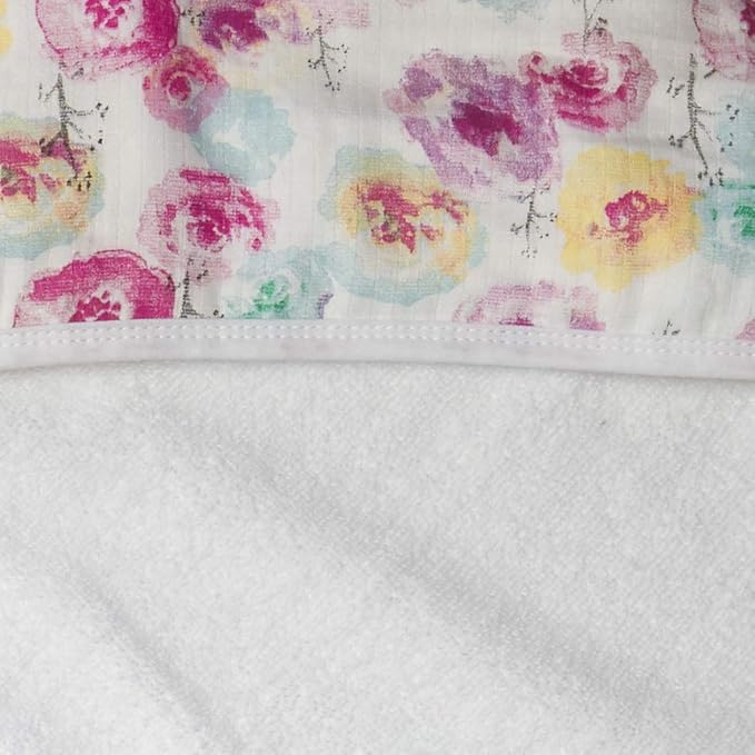 HonestBaby 3-Piece Organic Cotton Hooded Towel & Washcloth Set, Rose Blossom, One Size